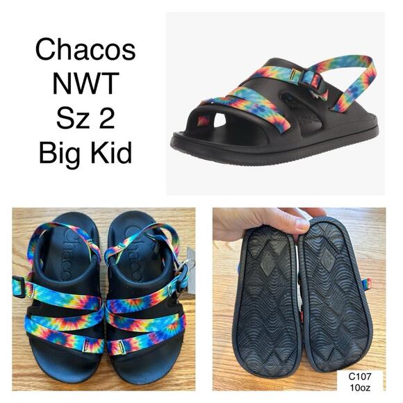 NEW Chacos Chillos Sport Big Kids Dark Tie Dye Sandals, Sz 2, Unisex (C107) - Picture 2 of 9